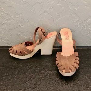 Michael Kors Suede Clogs with Ankle Strap